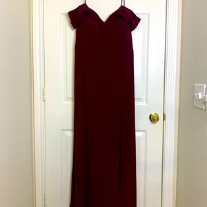 Size 16W Maroon Formal Off the Shoulder Gown